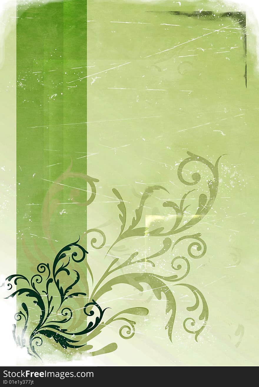 Green floral pattern in vintage stile