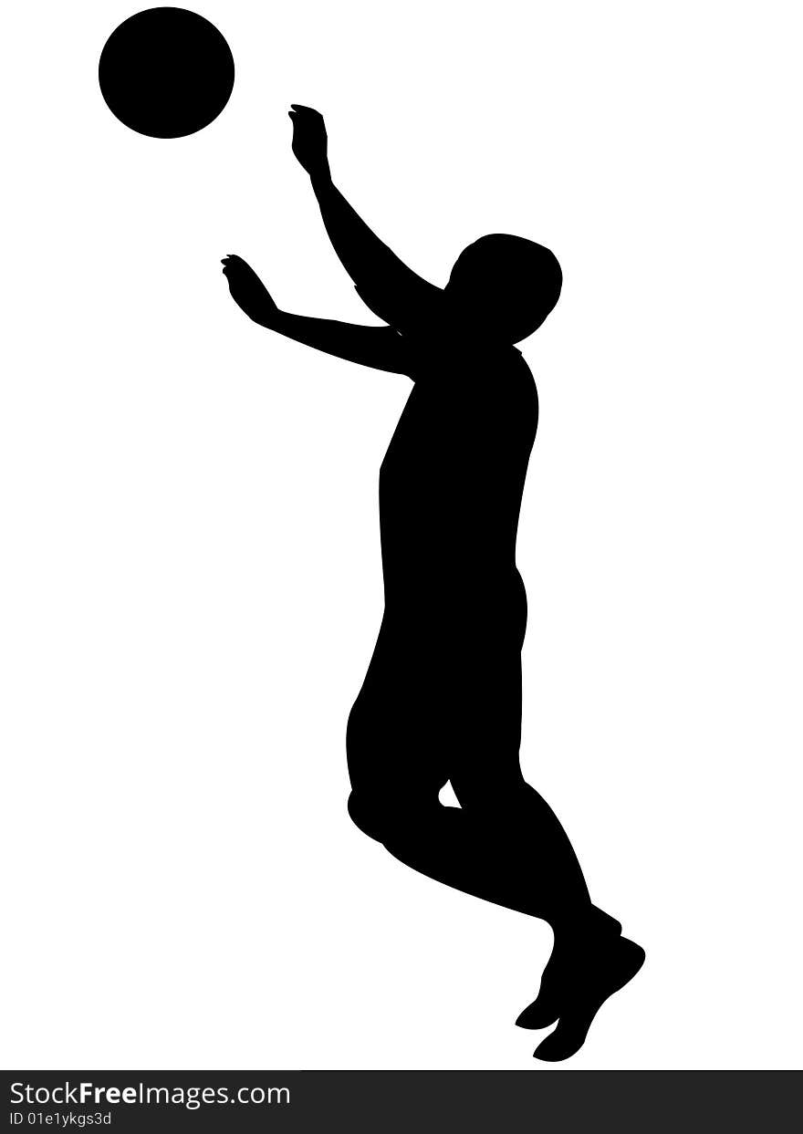 Illustration of a back man playing basketball in a white background above. Illustration of a back man playing basketball in a white background above