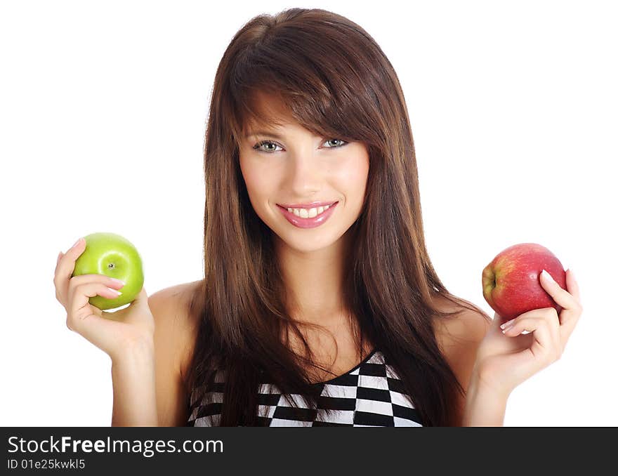 Beautiful Girl Holding Apple