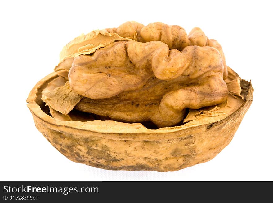 Walnuts isolated on a white background. Walnuts isolated on a white background