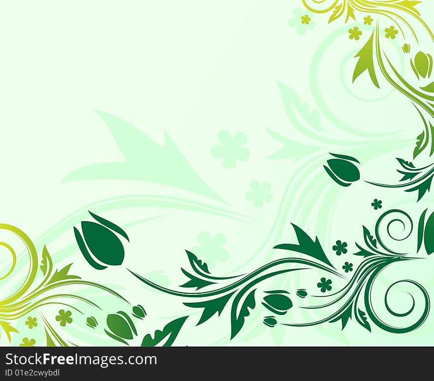 Green floral background with place for your text