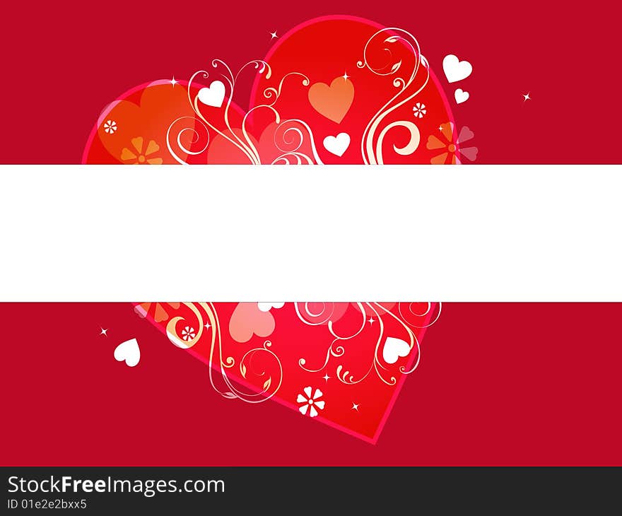 Illustration of valentines banner with hearts. Illustration of valentines banner with hearts