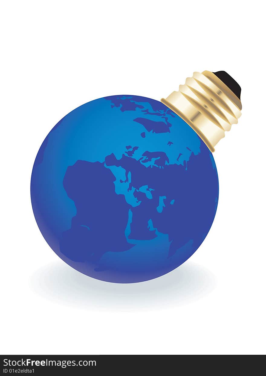 Globe looking like light bulb. Globe looking like light bulb