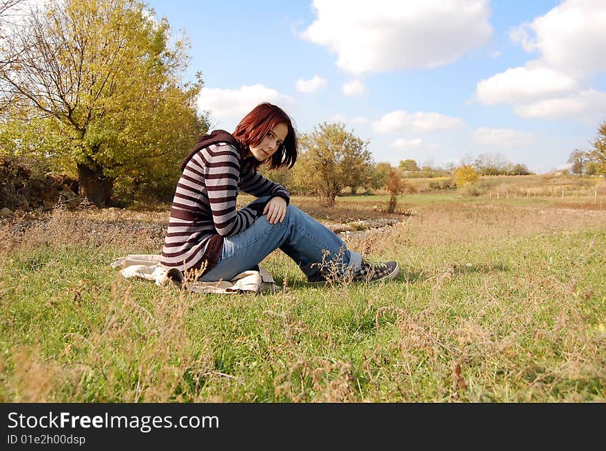 Sad gril portraint in village. Sad gril portraint in village