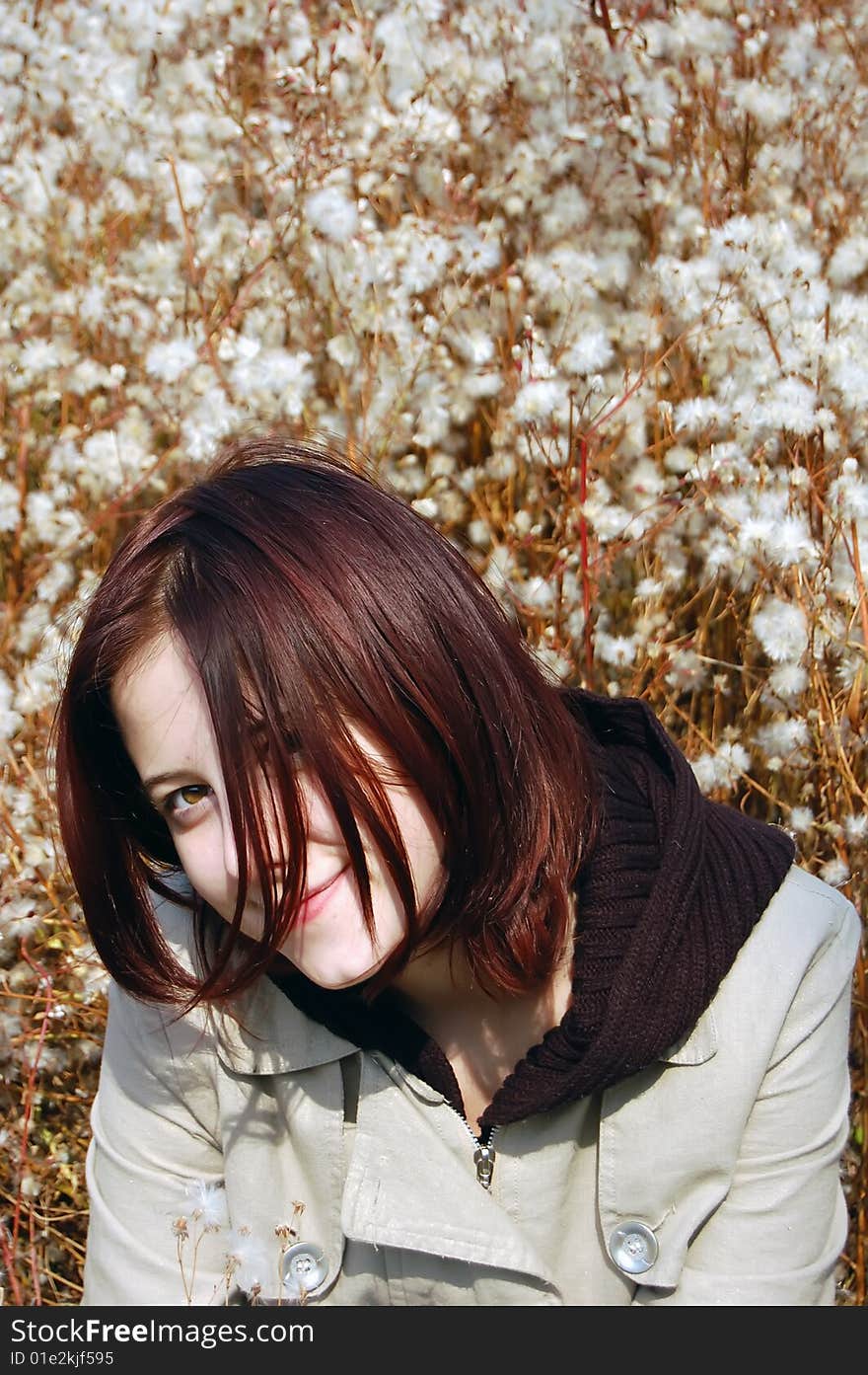 Smiling girl in park