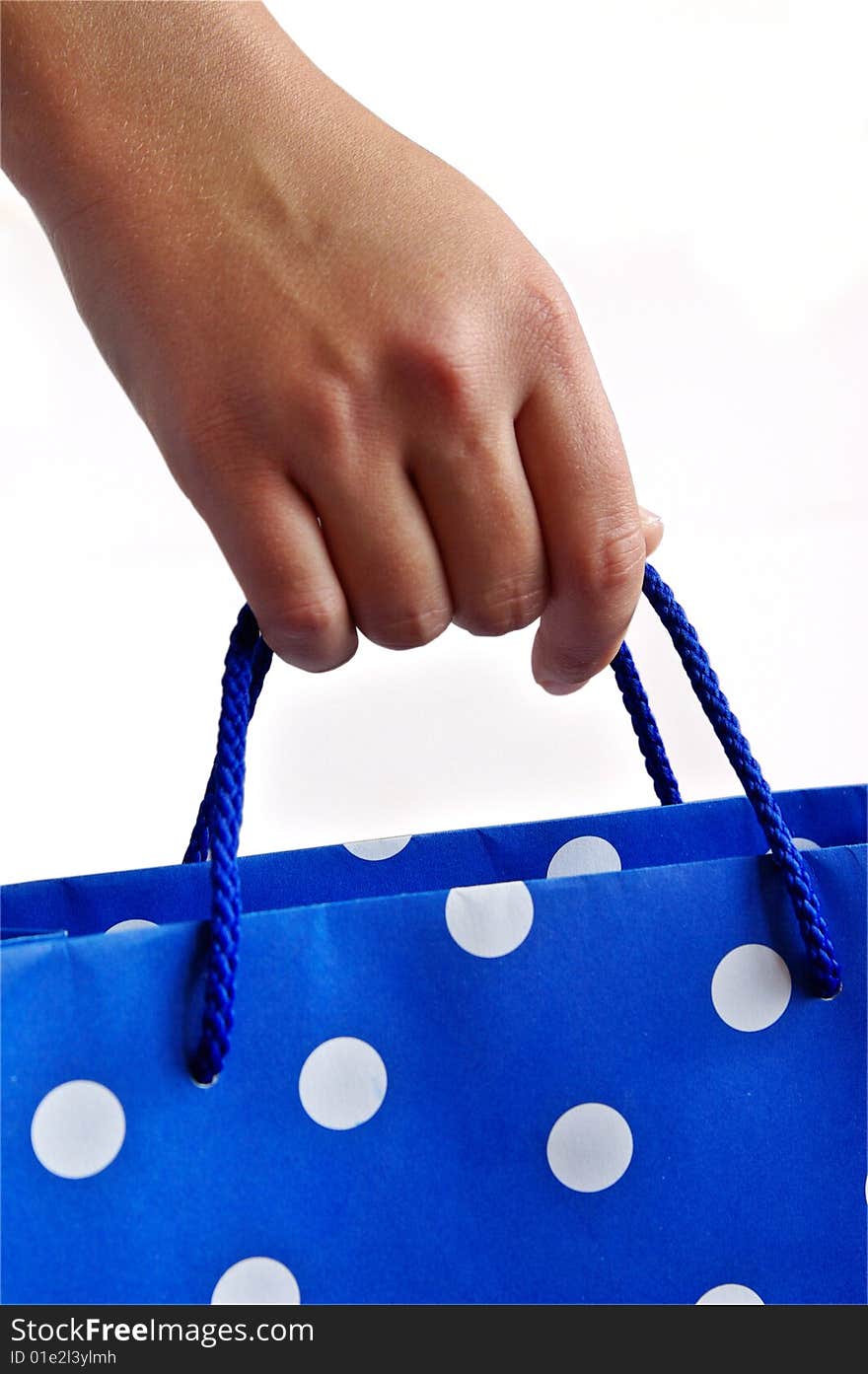 A blue shopping bag