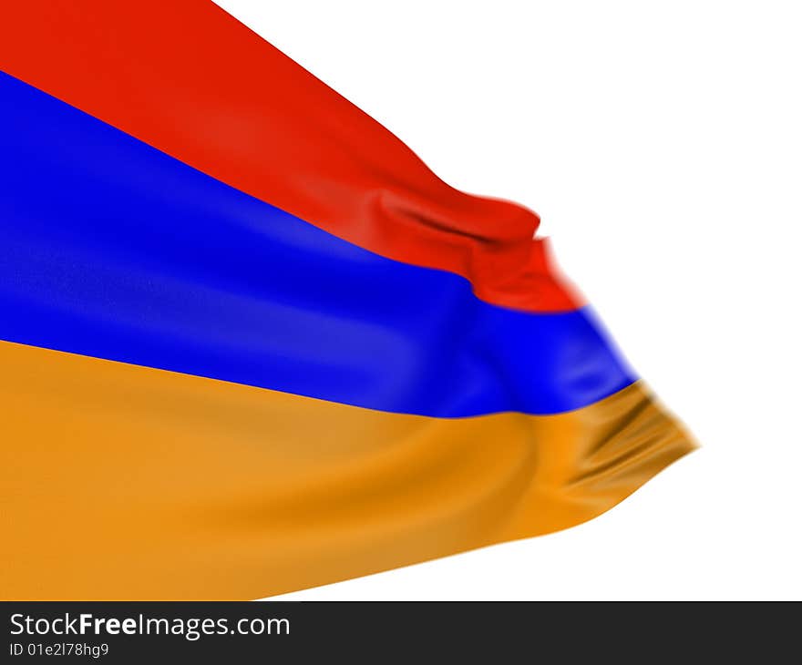 3D Armenian flag with fabric surface texture. White background. 3D Armenian flag with fabric surface texture. White background.