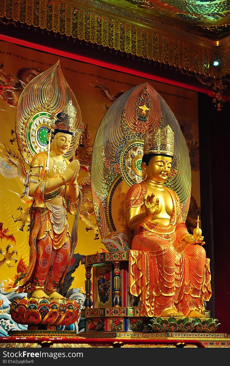 Figurines of Buddhist gods in Chinese temple. Figurines of Buddhist gods in Chinese temple