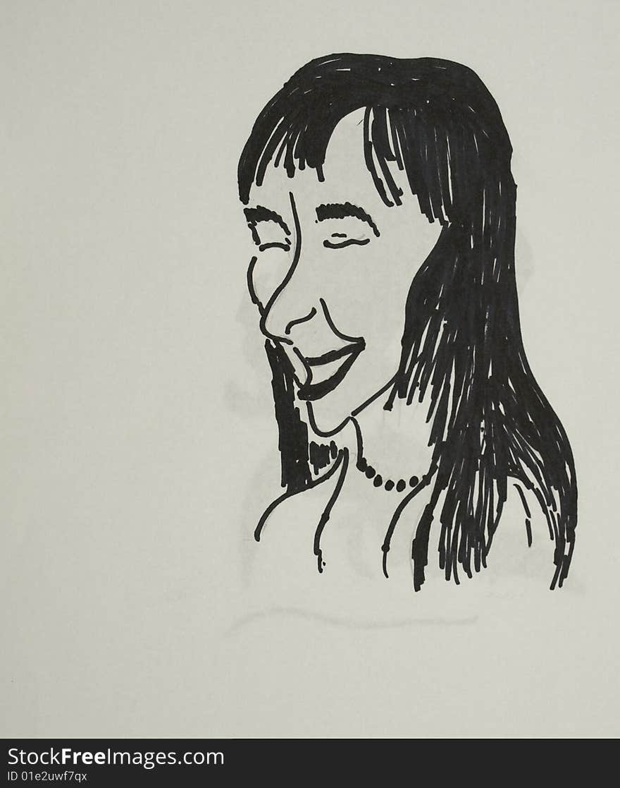 This sketch of a lady smiling is not the monalisa but her smile is happy none the less. This sketch of a lady smiling is not the monalisa but her smile is happy none the less.