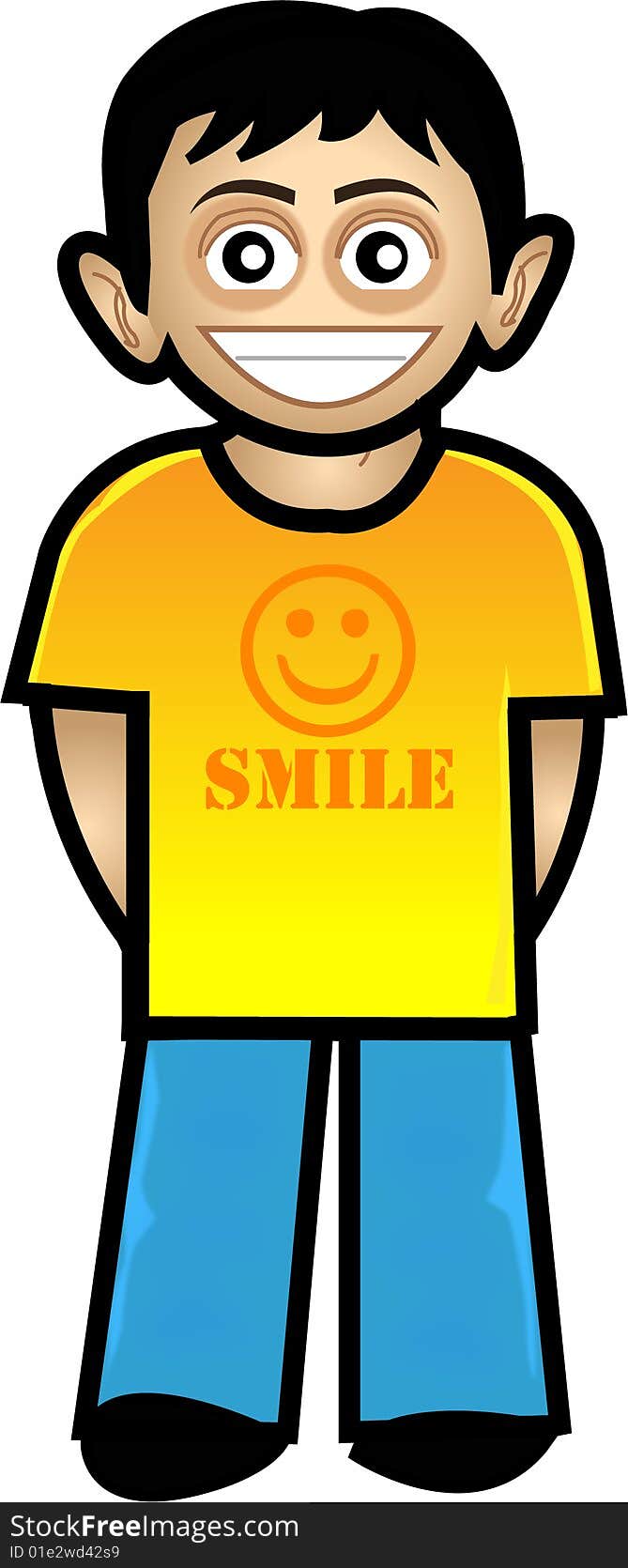 A boy wearing yellow t-shirt