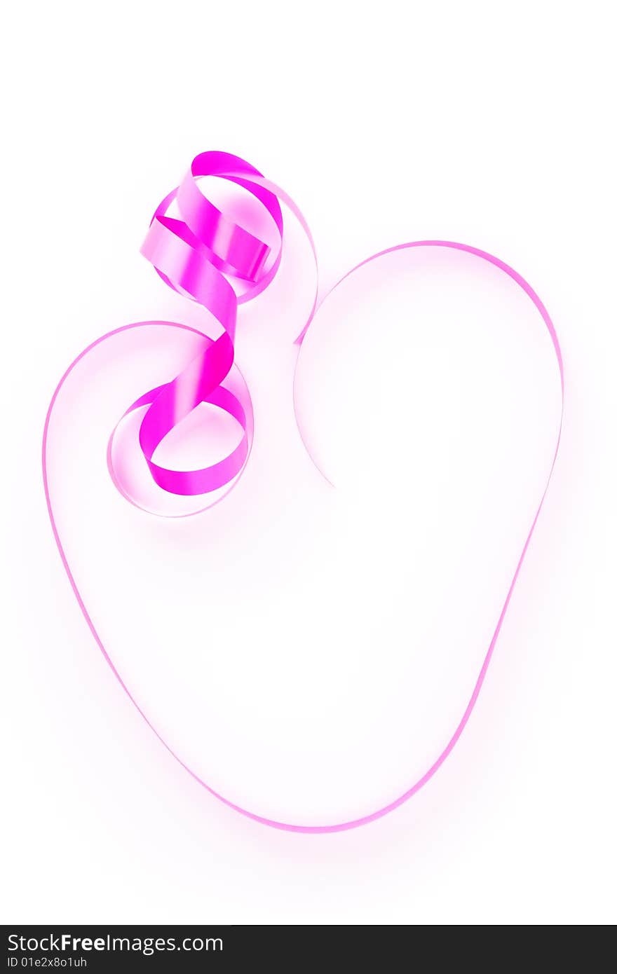 Valentine Heart From Ribbon Isolated Over White