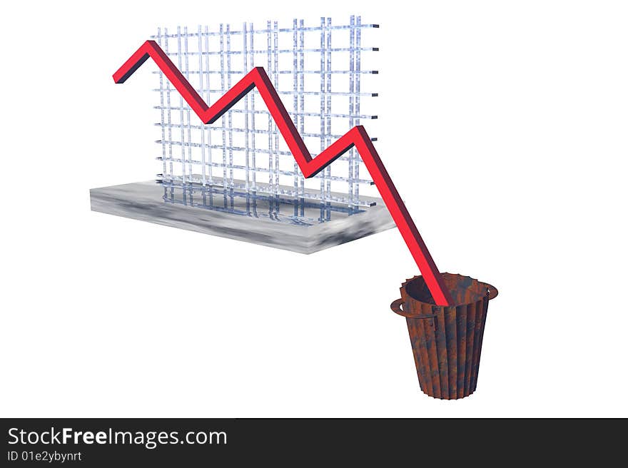 The diagram, which one end is lowered in a garbage tank. The diagram, which one end is lowered in a garbage tank