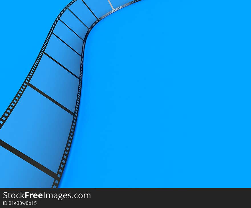 Abstract 3d illustration of film over blue background. Abstract 3d illustration of film over blue background