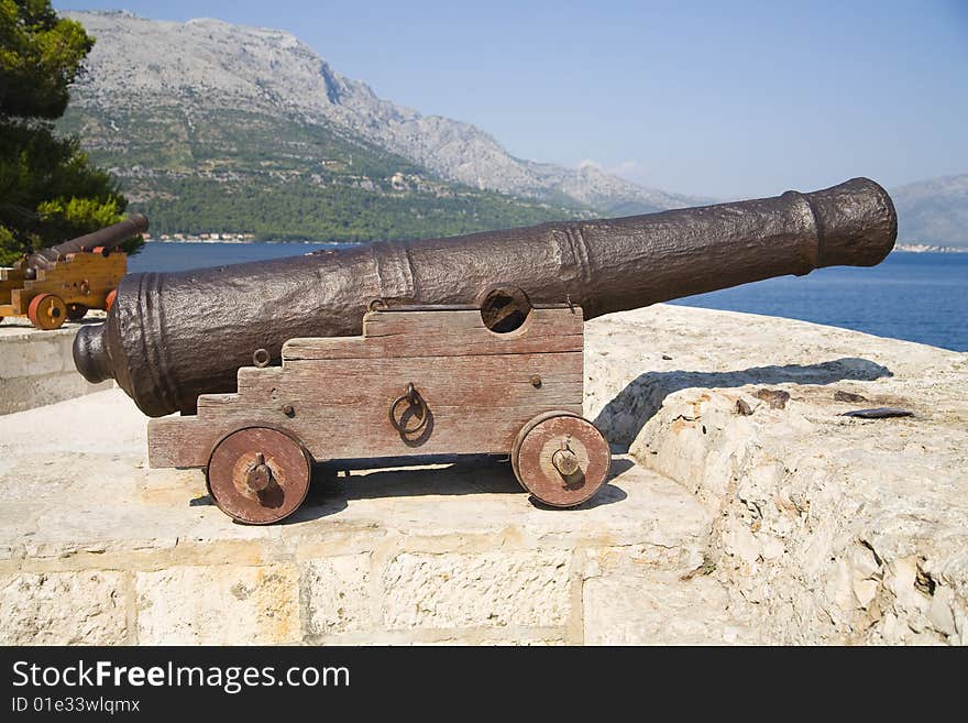 Historic canon on Korcula Island - Croatia. Historic canon on Korcula Island - Croatia