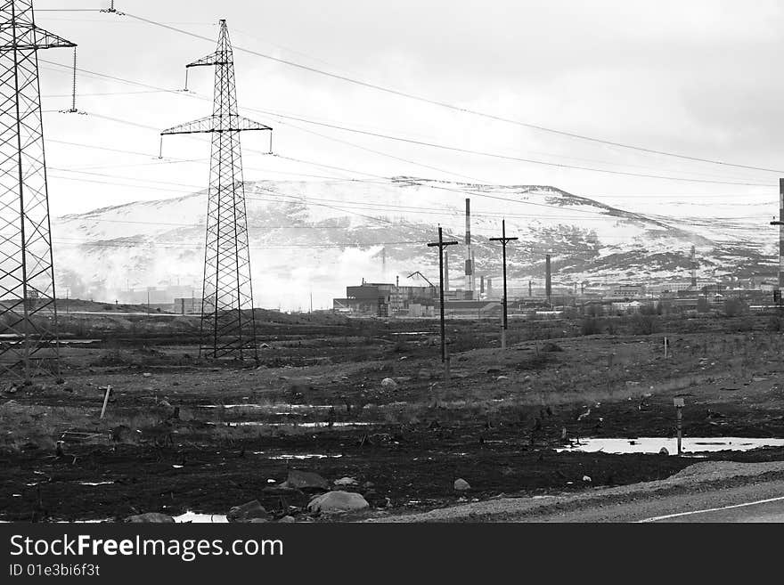 Ecological accident round factory in the city of Monchegorsk, Kola peninsula. Ecological accident round factory in the city of Monchegorsk, Kola peninsula