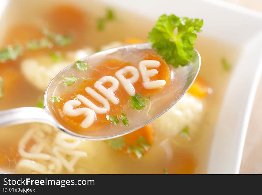 Noodle soup with dumplings