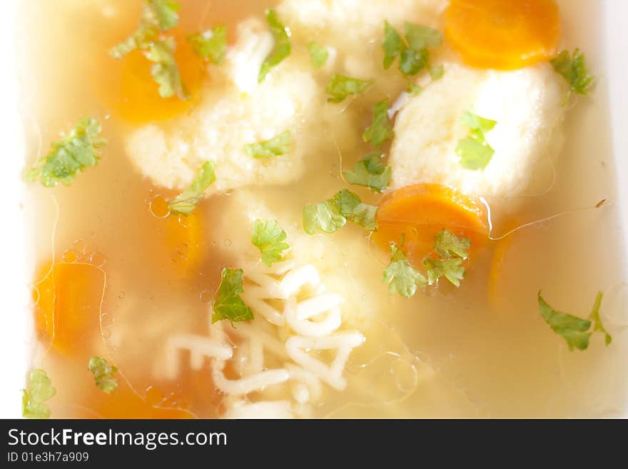 Noodle soup with dumplings