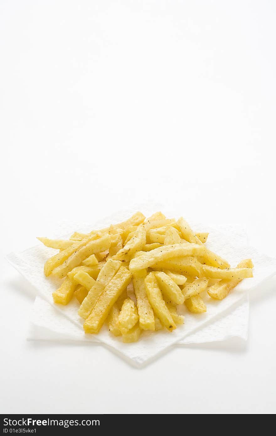 Bowl of homemade chips isolation on a white background