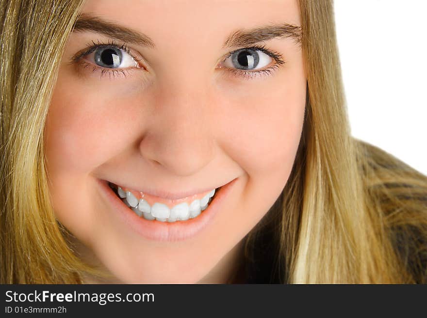 Close-up of an attractive young lady, smiling.