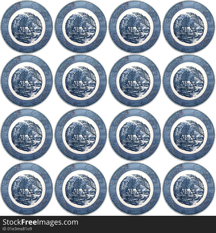 Blue White Plate Seamless Pattern