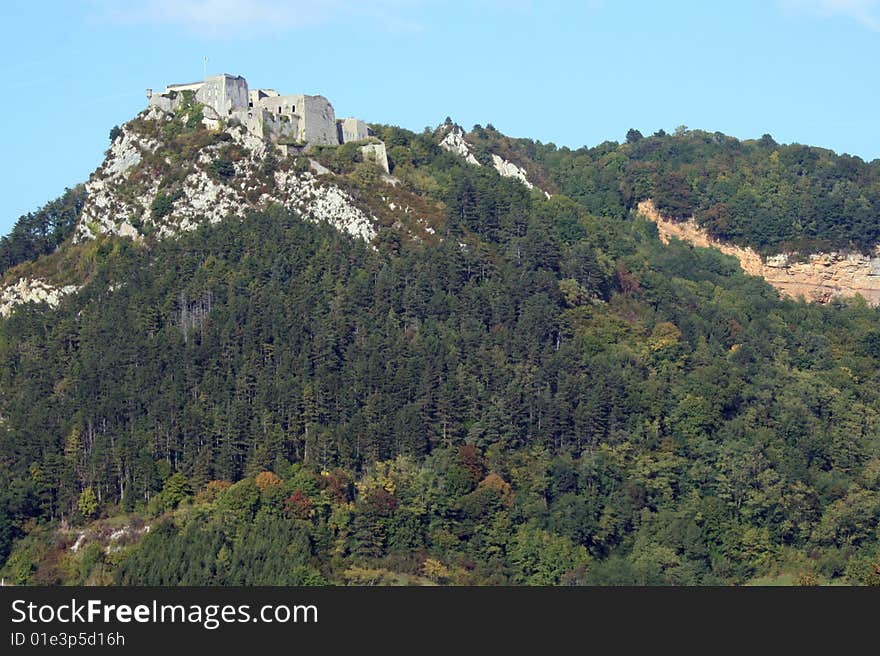 Fort Belin in France, near the town of Salins-les-Bains. It's on top of a moutain.