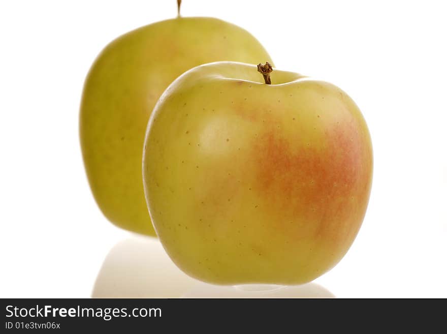 Two apples, healthy food image on white background