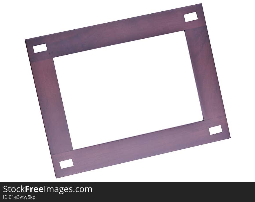 Closeup view of the wood picture frame isolated on white