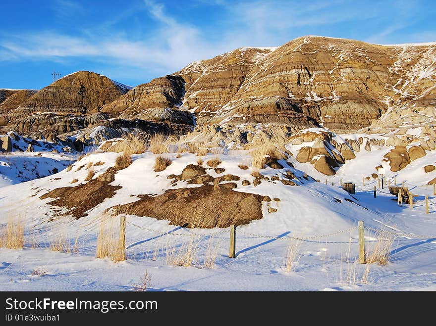 Different shapes of hoodoos in Drumheller Alberta