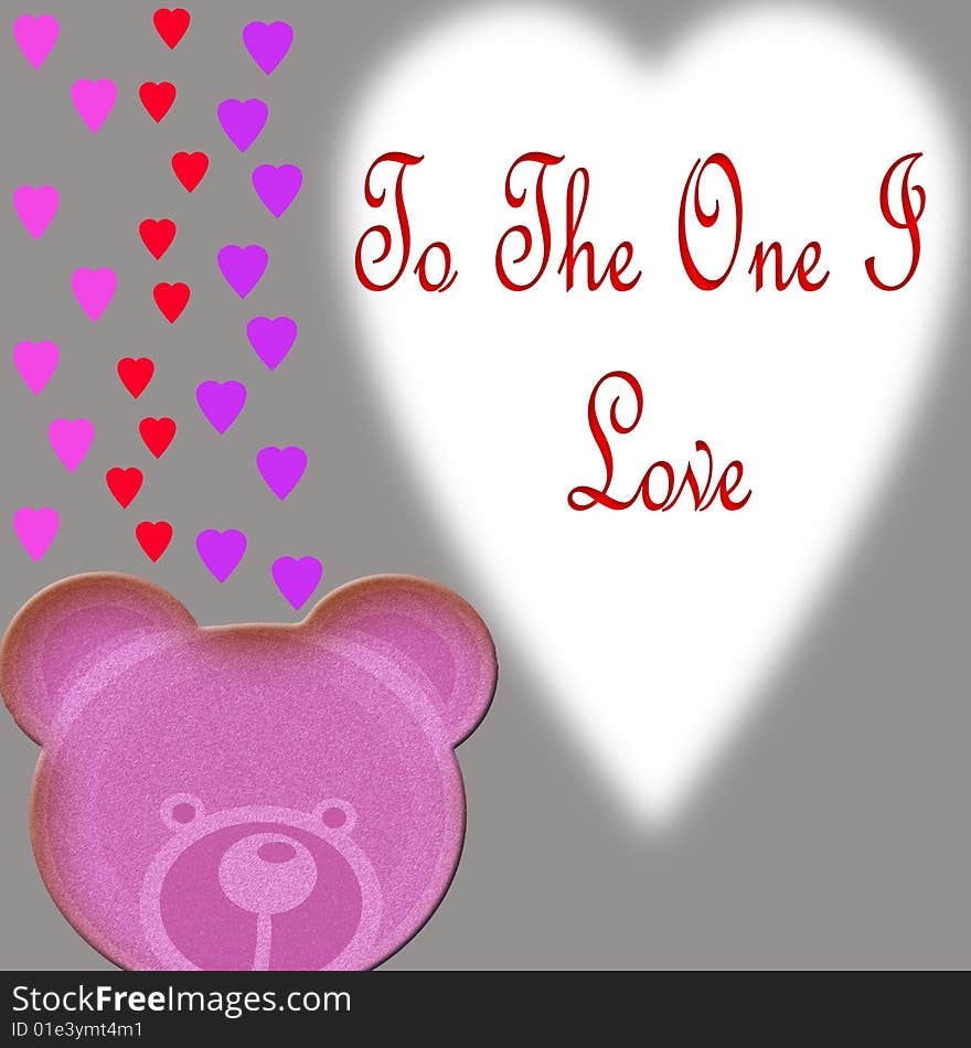 Valentine Background or card with Teddy   and heart with text