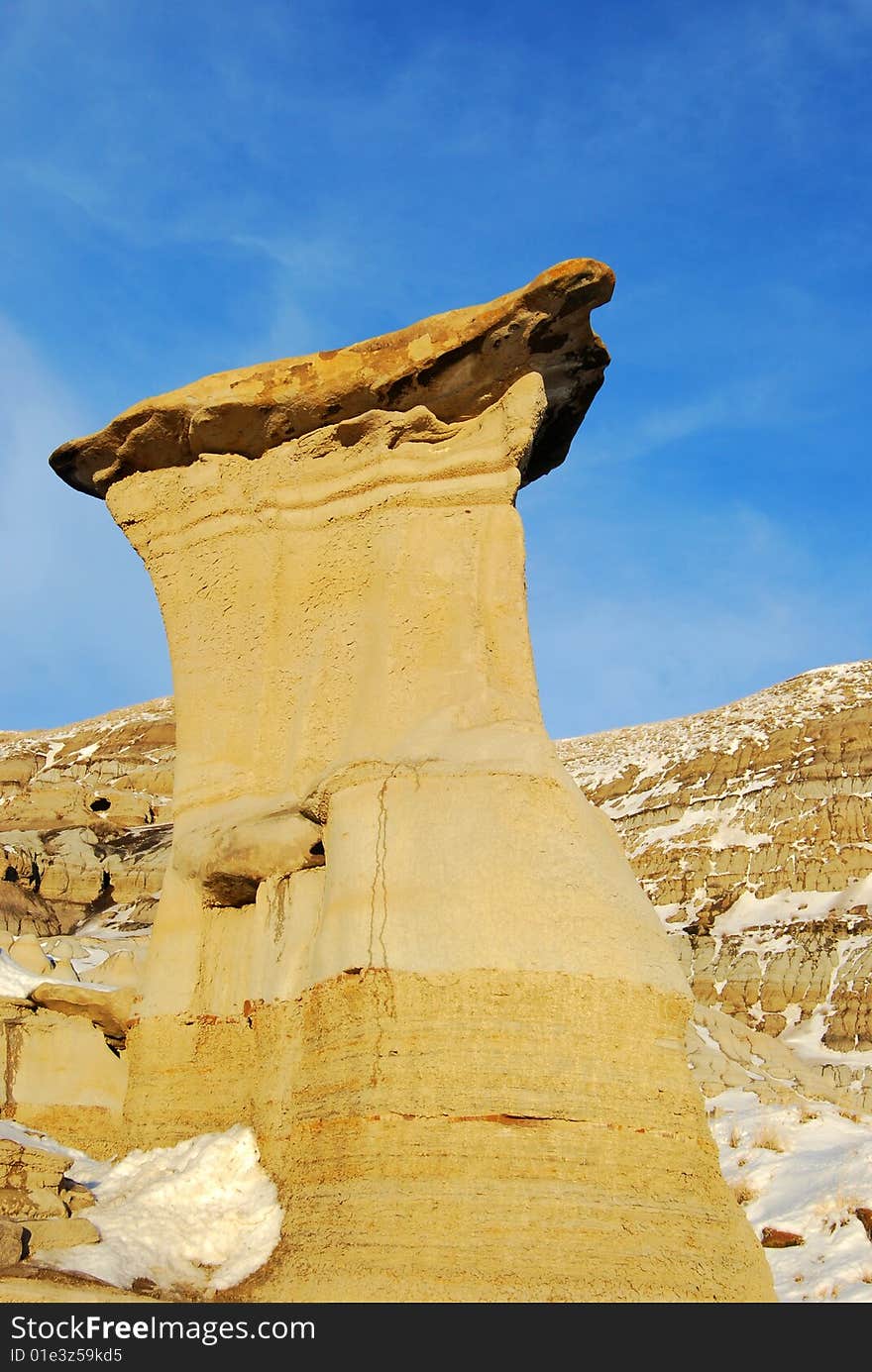 Different shapes of hoodoos in Drumheller Alberta