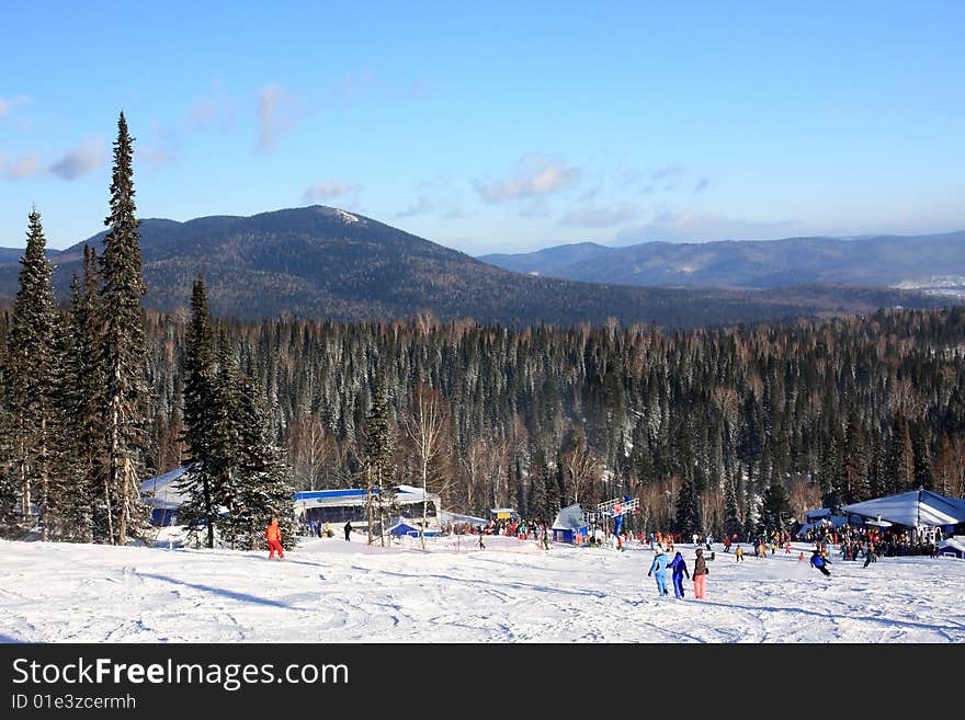 Mountain-skier resort.