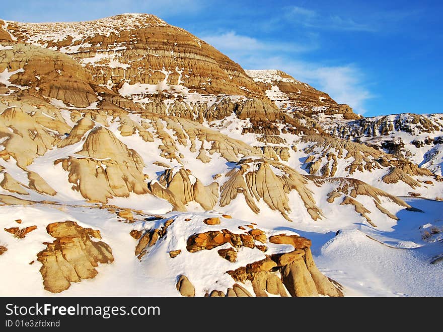 Different shapes of hoodoos in Drumheller Alberta