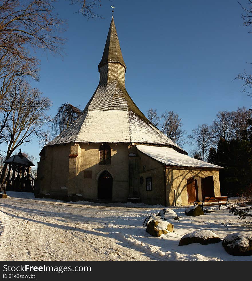 Winter is beautiful, sunny day - a Gothic church in Darłowo. Winter is beautiful, sunny day - a Gothic church in Darłowo