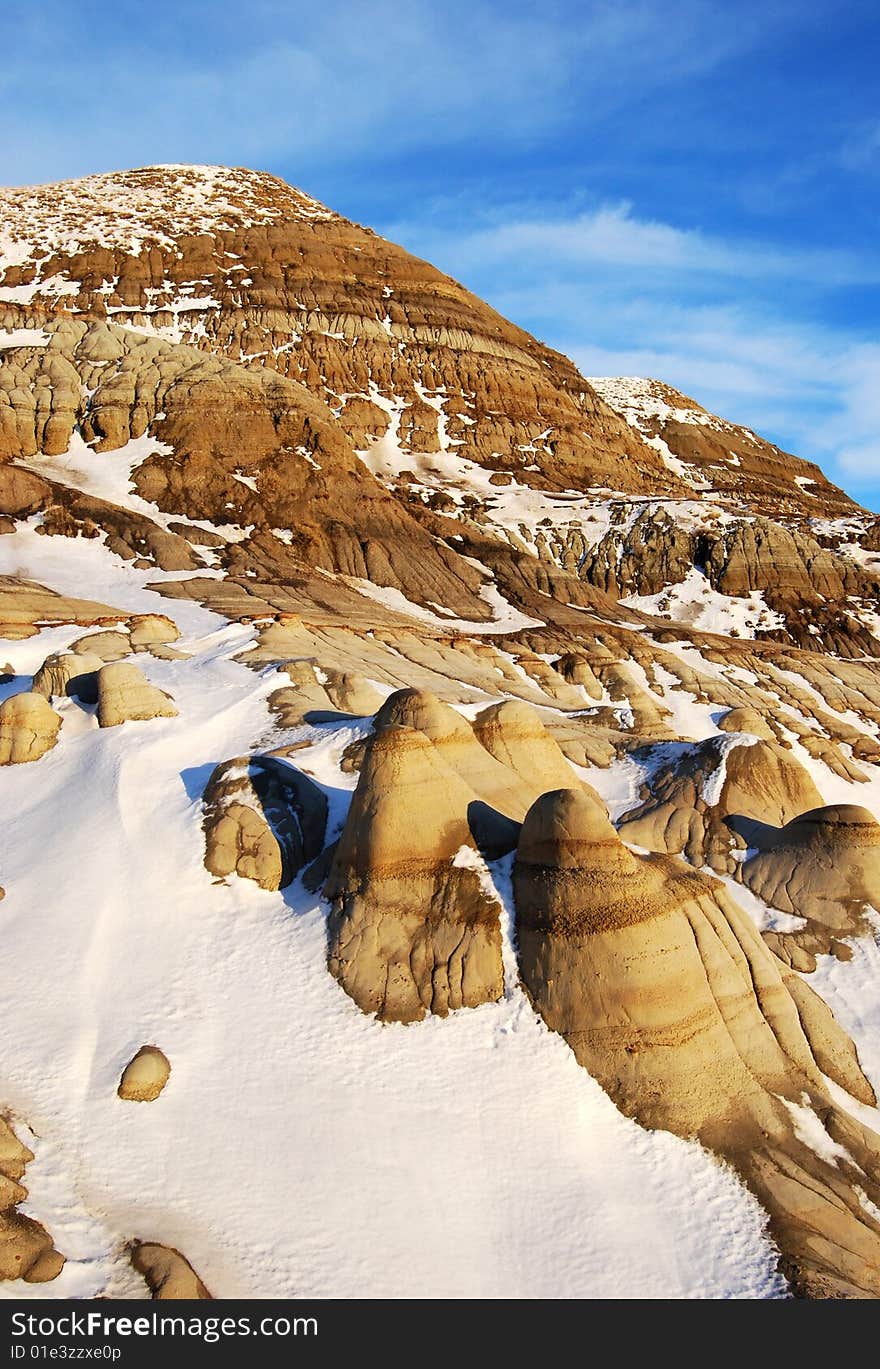 Different shapes of hoodoos in Drumheller Alberta. Different shapes of hoodoos in Drumheller Alberta