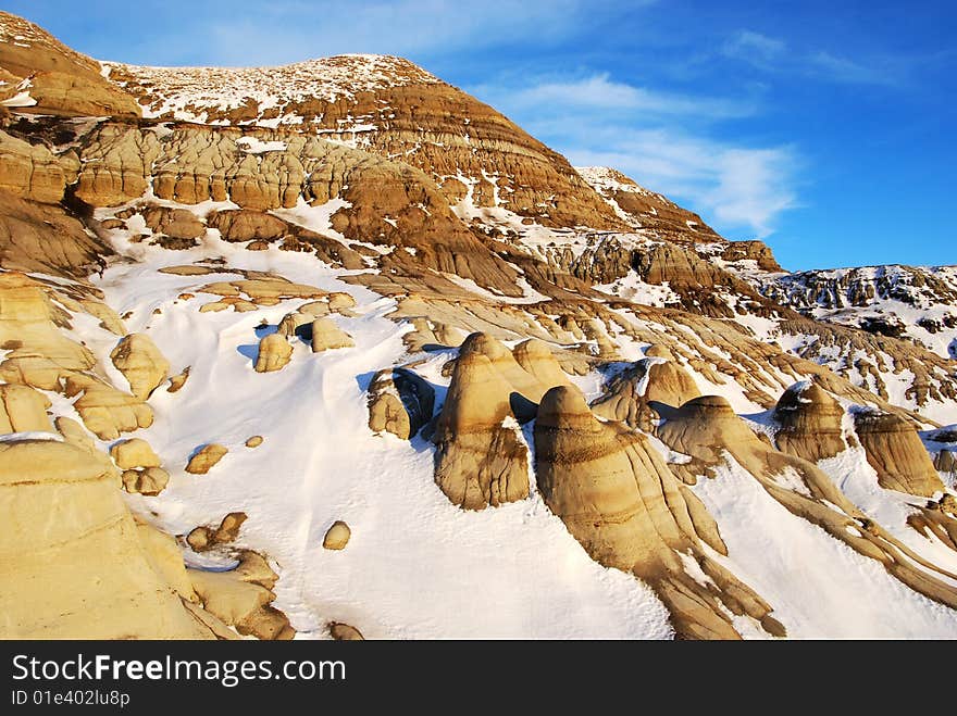 Different shapes of hoodoos in Drumheller Alberta. Different shapes of hoodoos in Drumheller Alberta