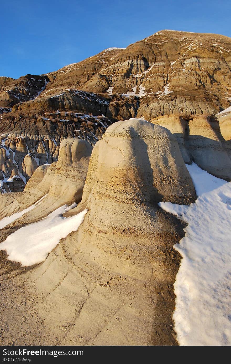 Different shapes of hoodoos in Drumheller Alberta. Different shapes of hoodoos in Drumheller Alberta