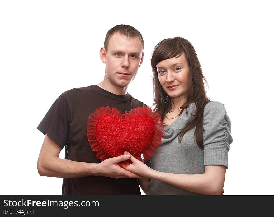 Young man and  young woman on the white background. Young man and  young woman on the white background