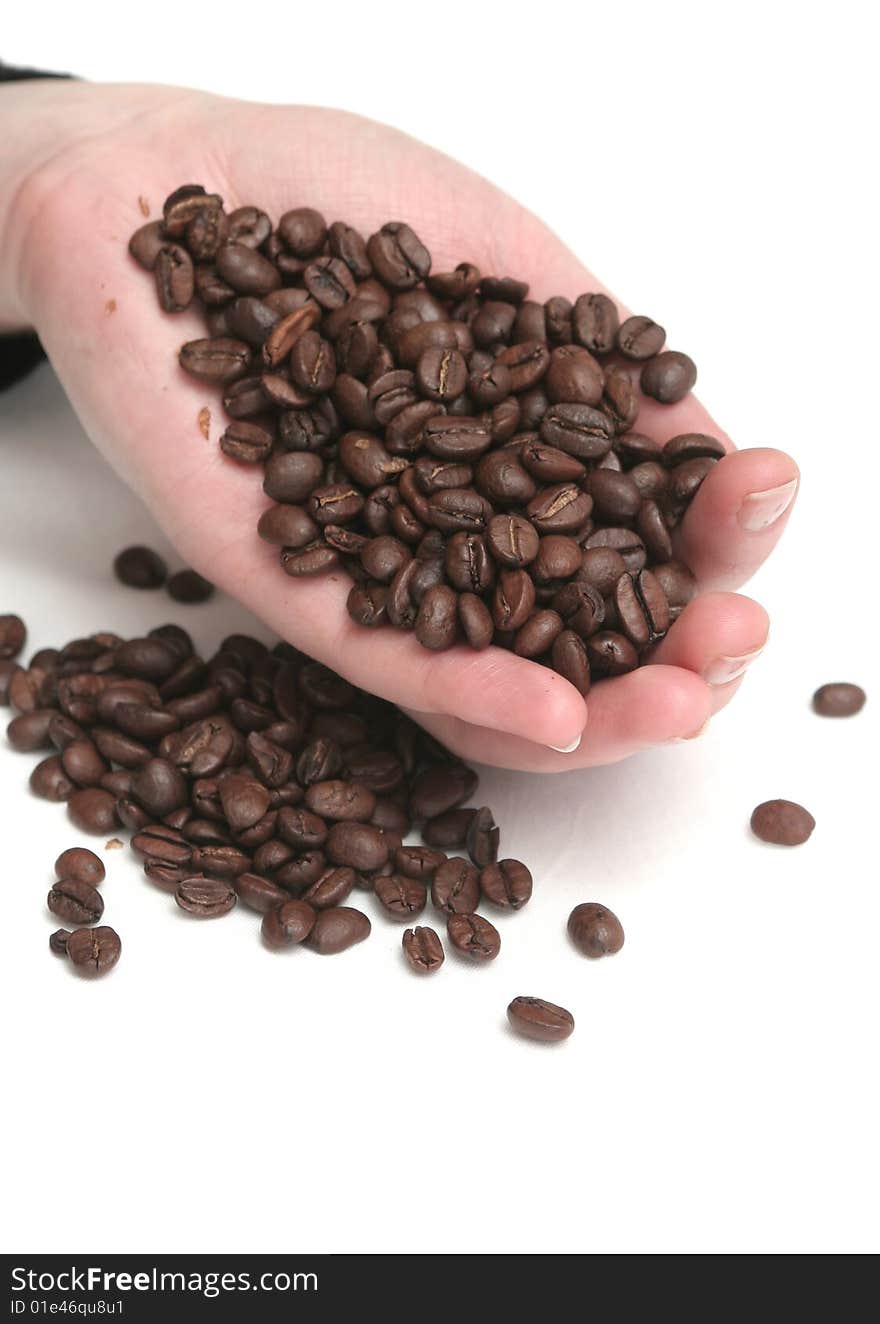 It Is A Lot Of Grains Of Coffee Lay In Hands