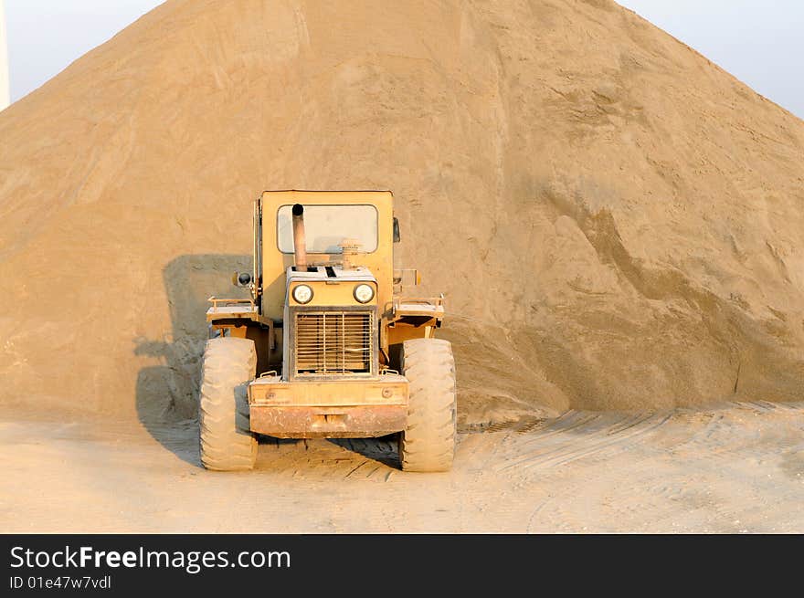 The Bulldozer In Construction Site