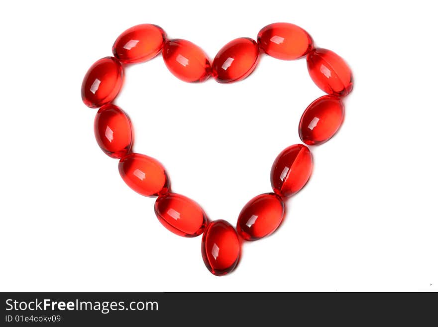 Red heart frame on white background