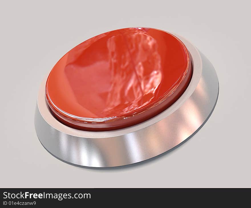 3d Isolated Red Button on Gray Background