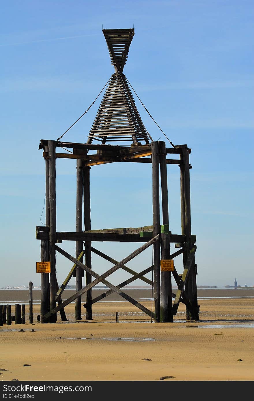 This ist the nautic sign for the island Wangerooge. It's like a lighthouse for daytime. Its specific shape shows the sailors which island they see