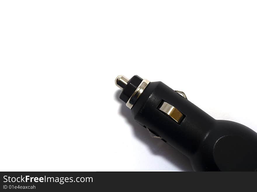 Closeup of isolated car adapter