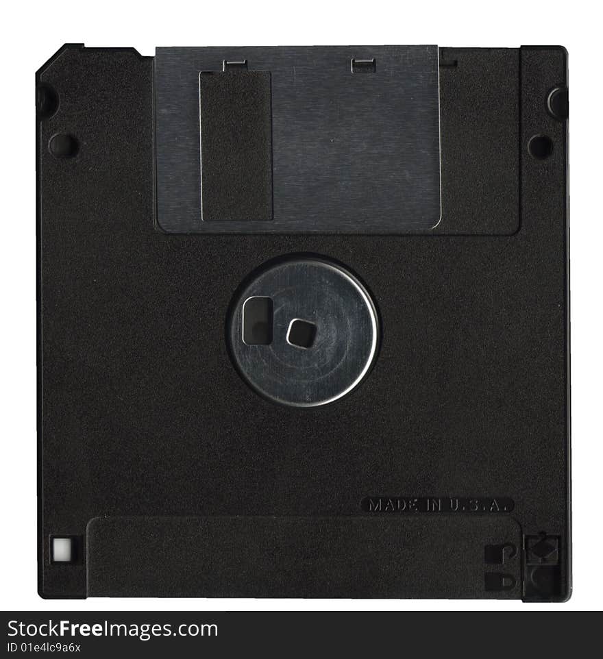 Back black floppy disk isolated over white