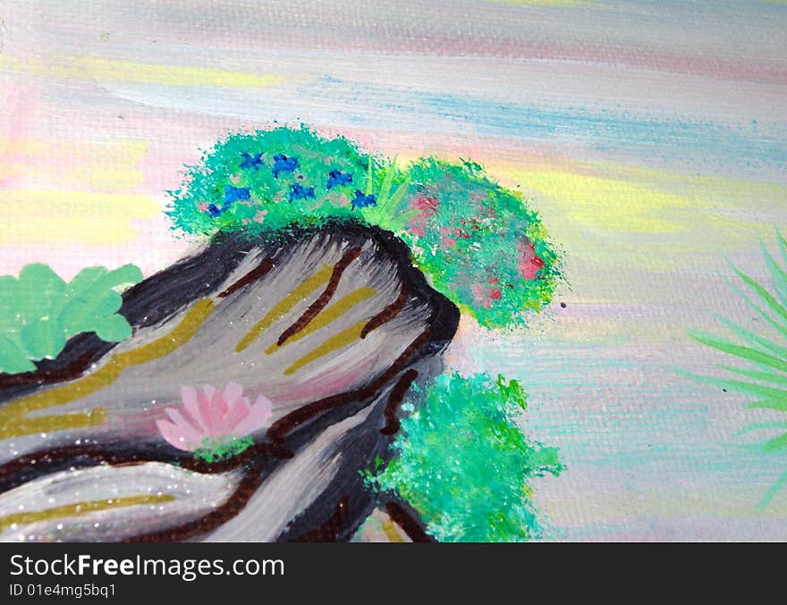 creative work at the oil painting with trees. creative work at the oil painting with trees