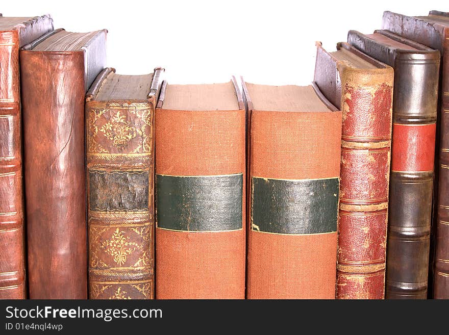 Row Of Old Leather Bound Books