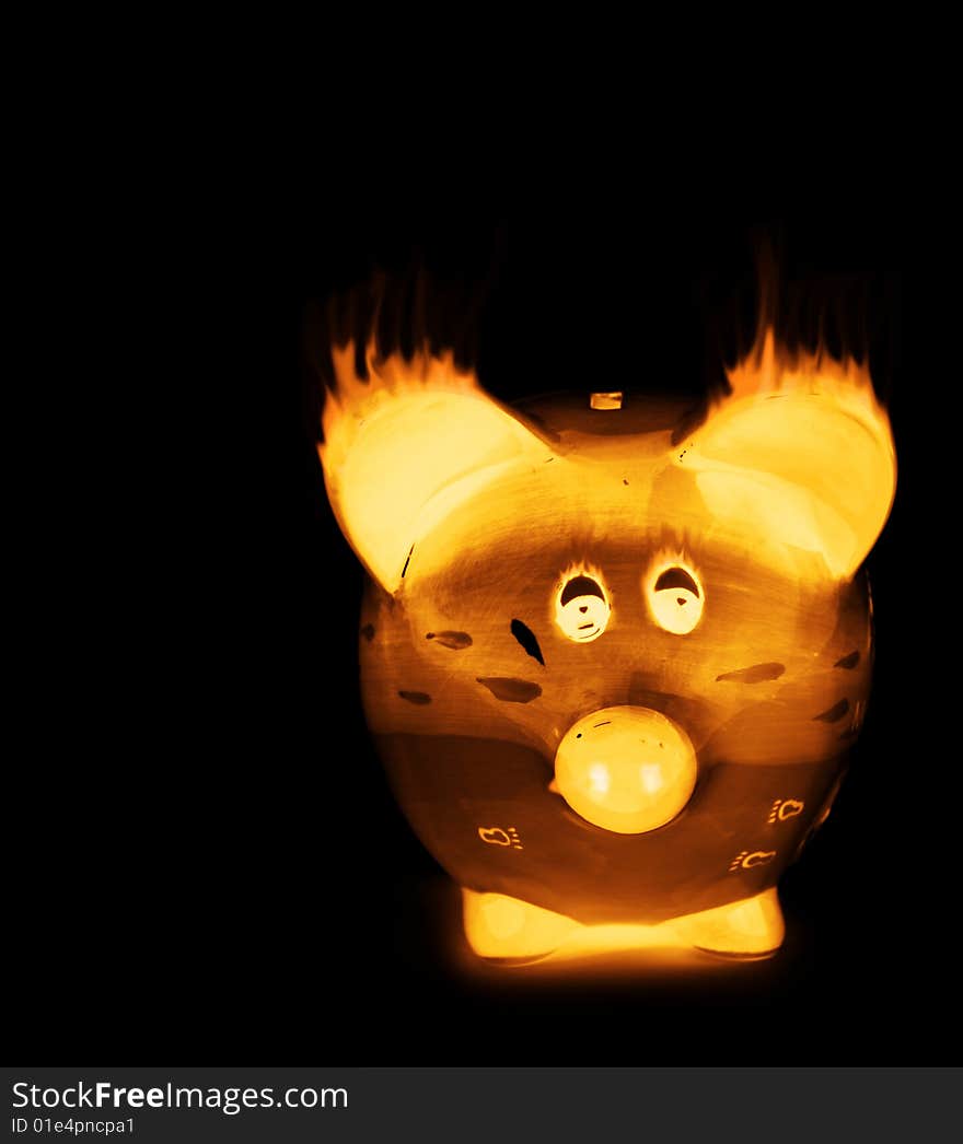 Flaming Piggy Bank