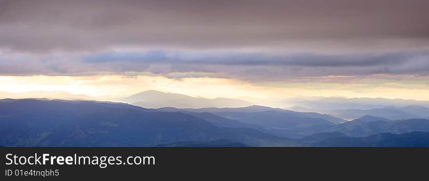 Dramatic clouds under the Altai mountains