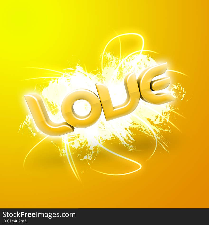 3D illustration of the word Love over a modern abstract background. 3D illustration of the word Love over a modern abstract background.