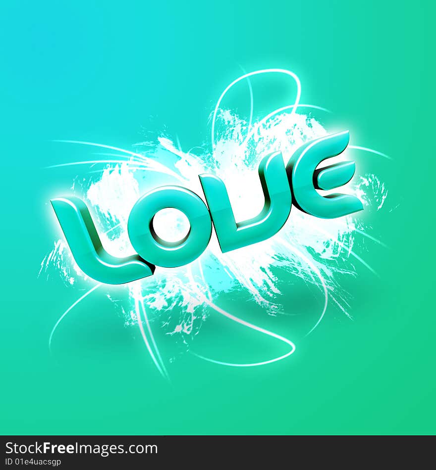 3D illustration of the word Love Green